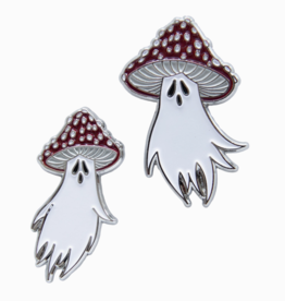 Mushroom Ghost Enamel Pin Set of 2 - Cute Spooky Brooch