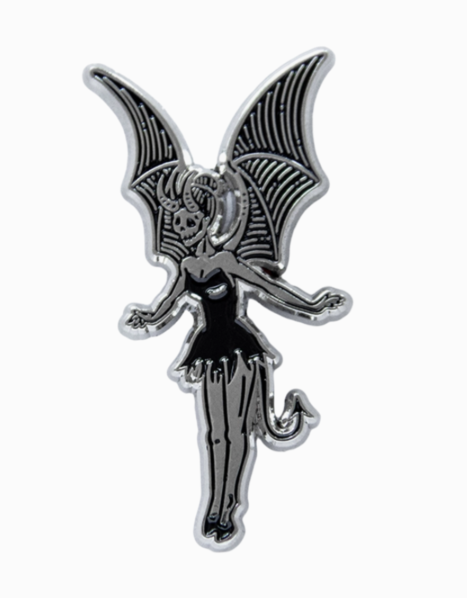 Tinker Hell Enamel Pin - Black & Silver Gothic Fairy Brooch