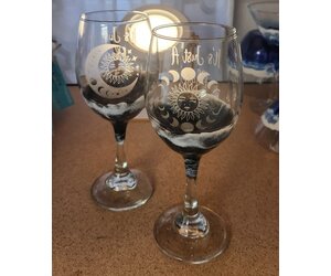 Just a Phase Wine Glass Moon Phase Etched Wine Glass Lunar Wine Glass Boho  Wine Glass Made of the Moon Moon Wine Glass 