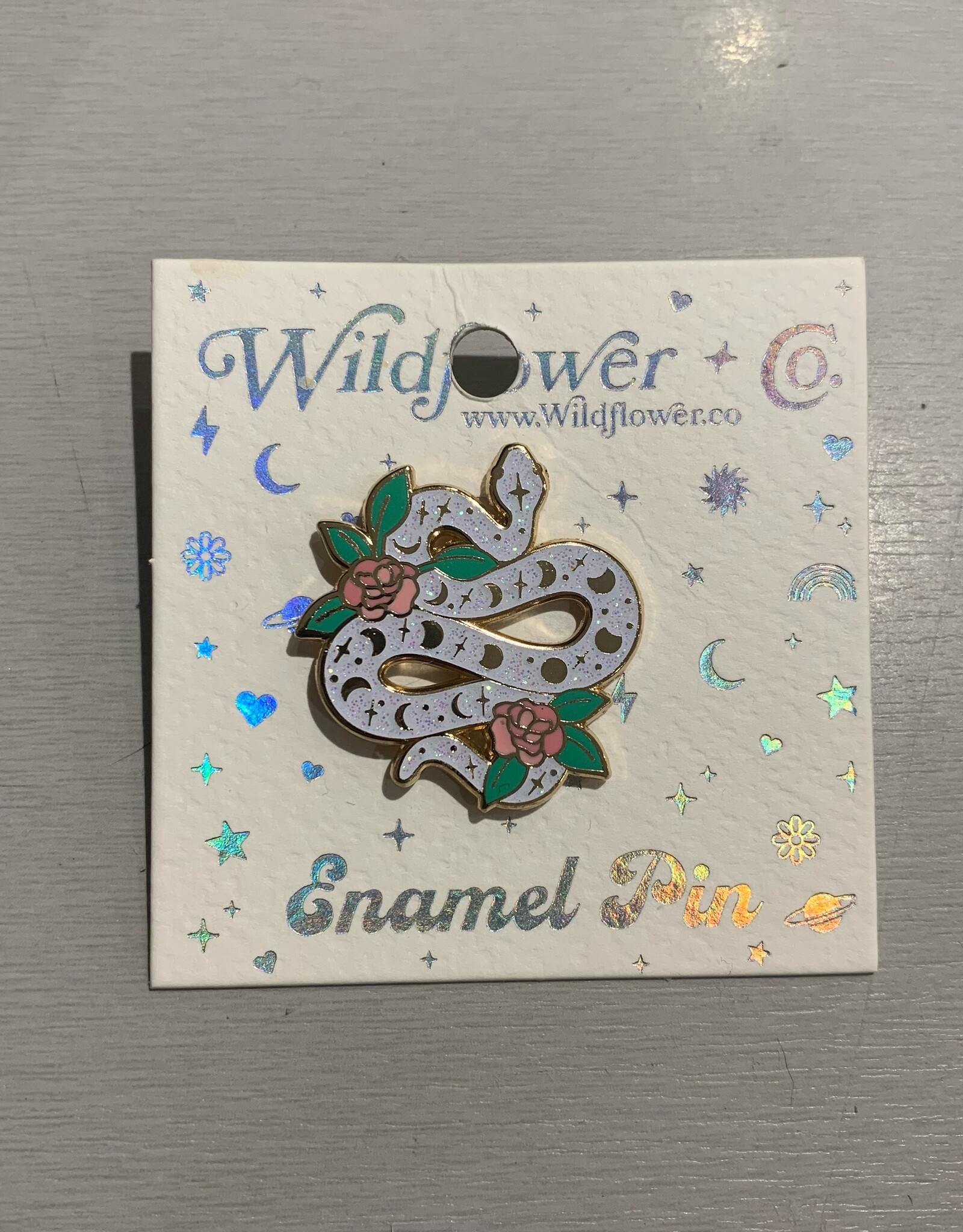 *Light Moon Phase Snake Pin
