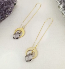 Gold Threader Crescent Moon Earrings