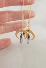 Gold Threader Crescent Moon Earrings