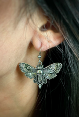Silver Death Head Moth Earrings
