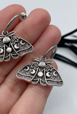 Silver Luna Moth Huggie Hoops