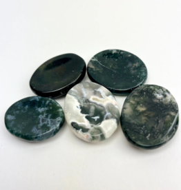 Crystal "Worry Stone" Palmstones | "A" Grade | India | Moss Agate