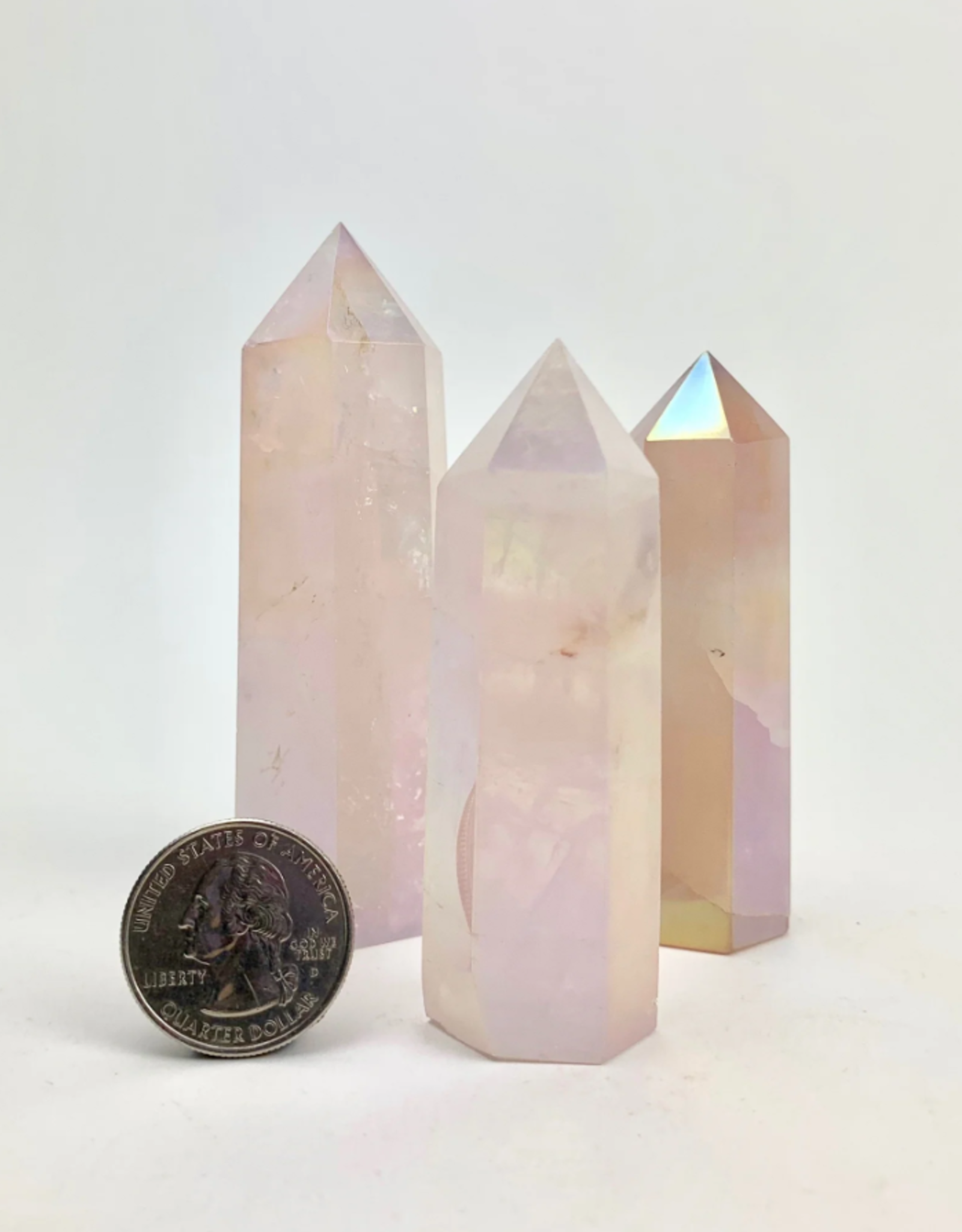 Aura Rose Quartz Standing Points | 40-90mm