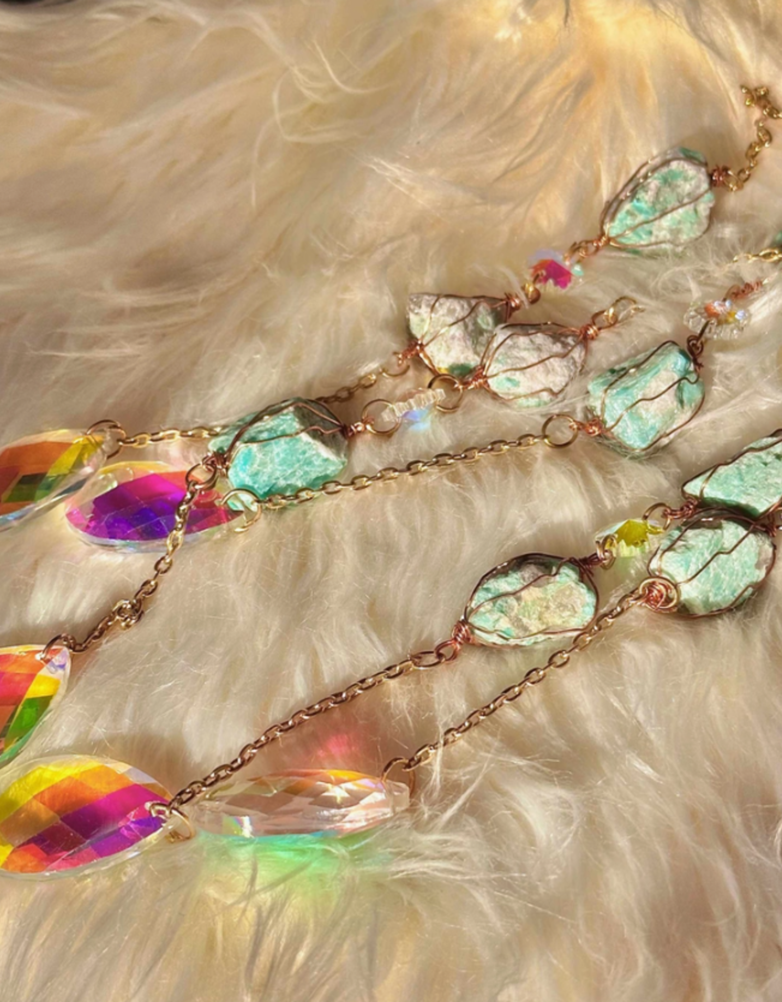 *Amazonite Crystal Suncatcher - Calming Gemstone Lotus Design