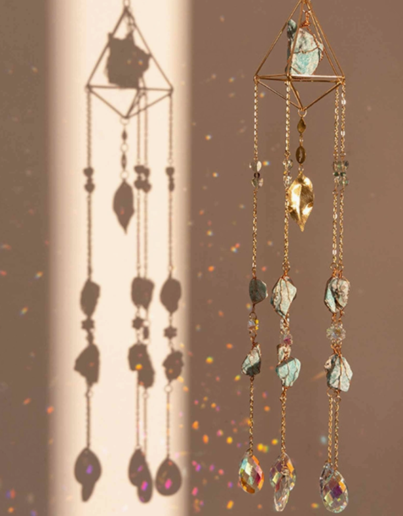 *Amazonite Crystal Suncatcher - Calming Gemstone Lotus Design