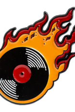 -Flaming Vinyl Record Enamel Pin