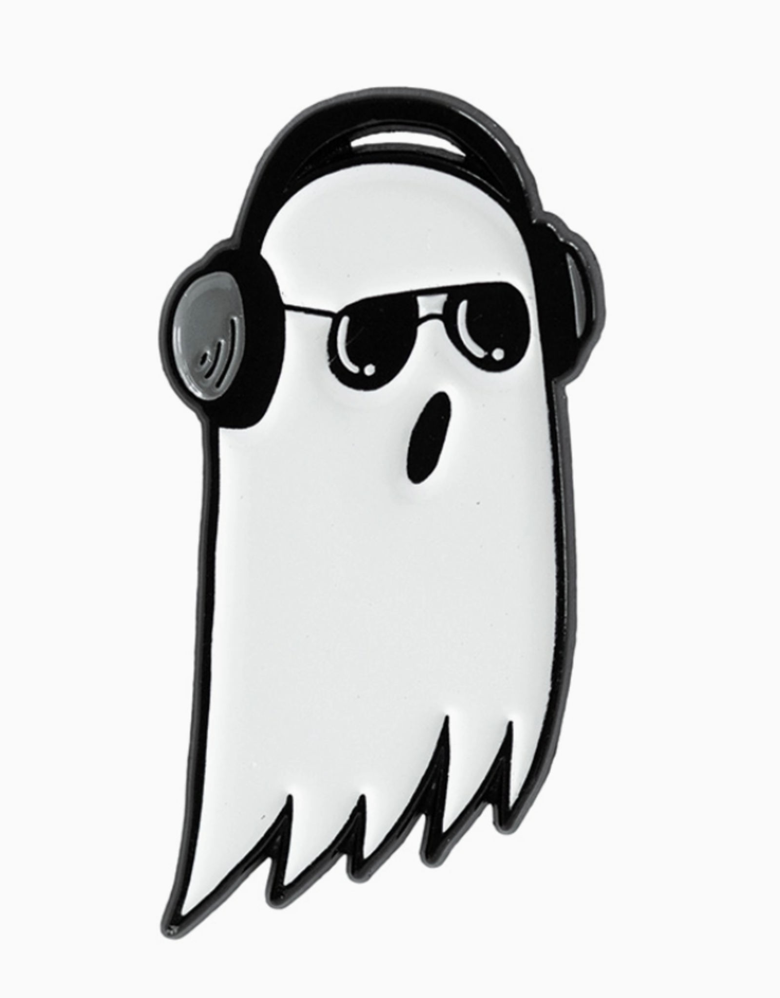 -Headphones Ghost Enamel Pin