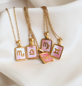 Aryenne Jewelry & Suncatchers Zodiac Pink Shell Necklace |