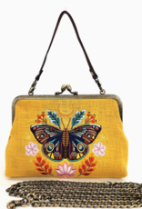 Moon Moth Vintage Kiss Lock Bag in Linen Blended Material |