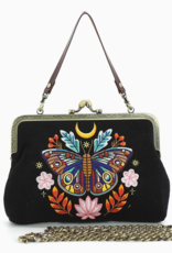 Moon Moth Vintage Kiss Lock Bag in Linen Blended Material |