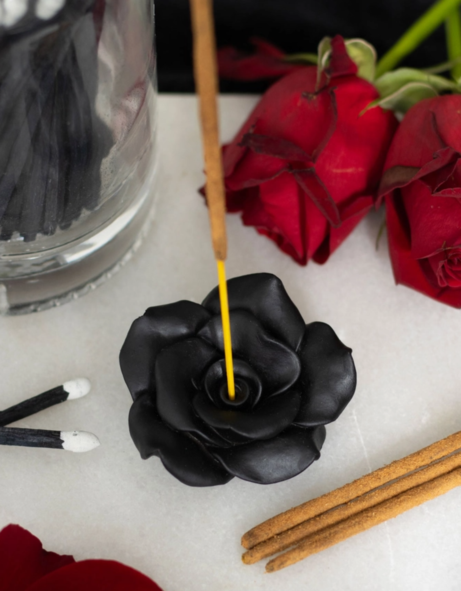 *Black Rose Resin Incense Stick Holder