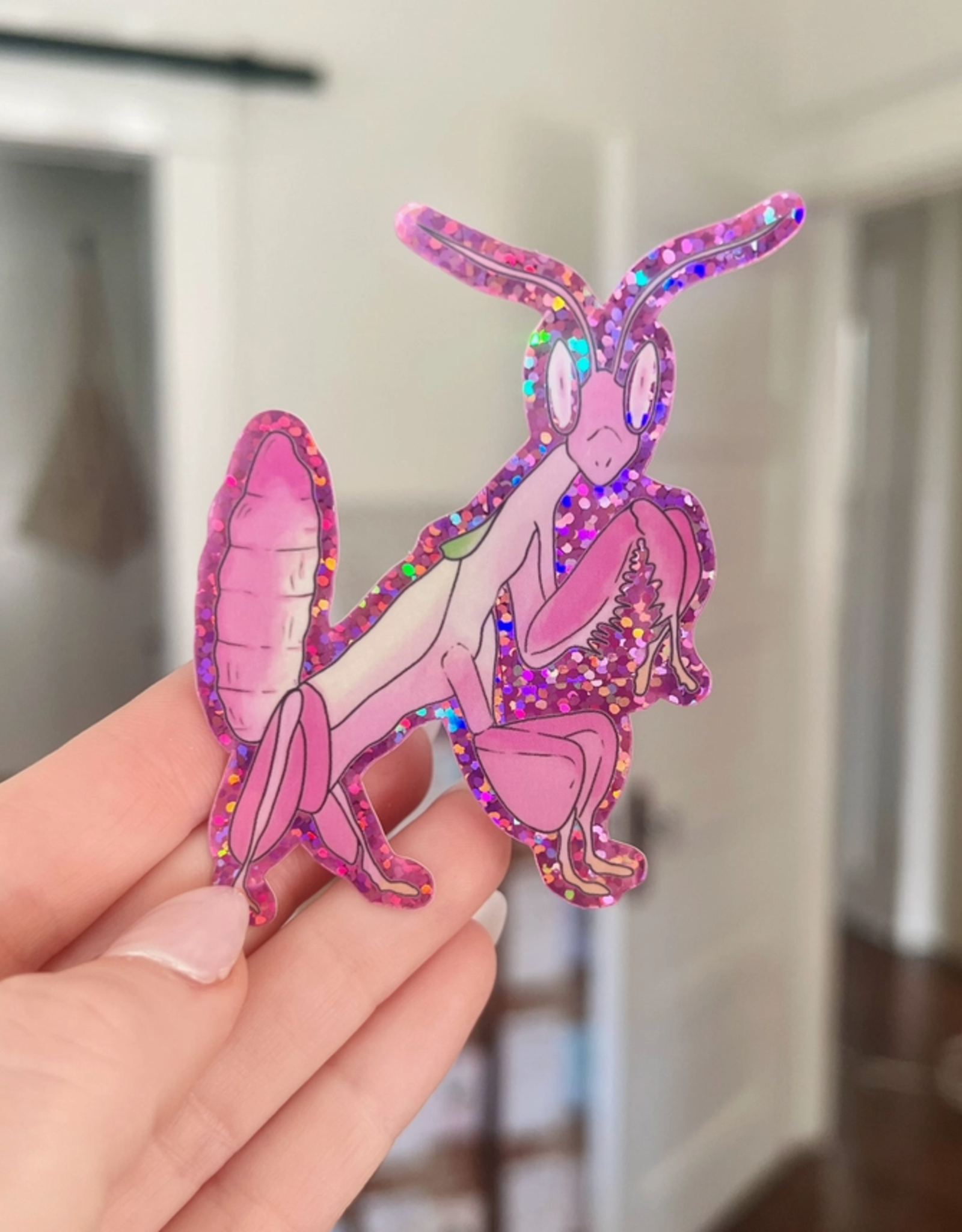 Glitter Orchid Mantis Sticker