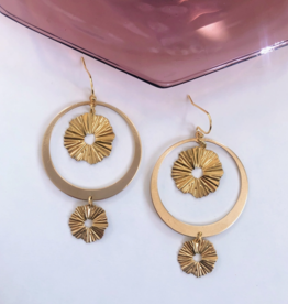 GeoMetricGem -Here Comes the Sun Earrings ~ Brass