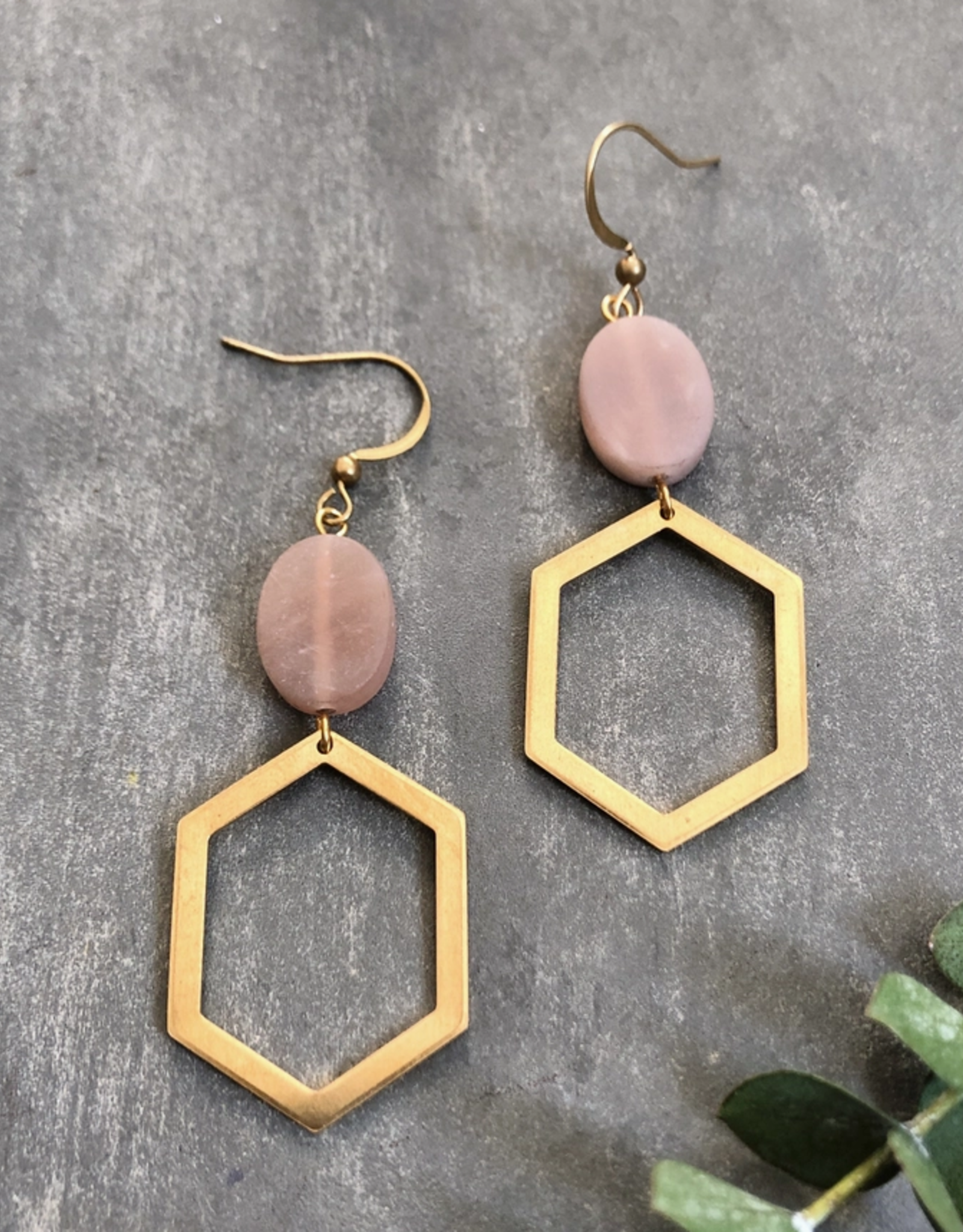 *Jackson Earrings ~ Sunstone & Brass