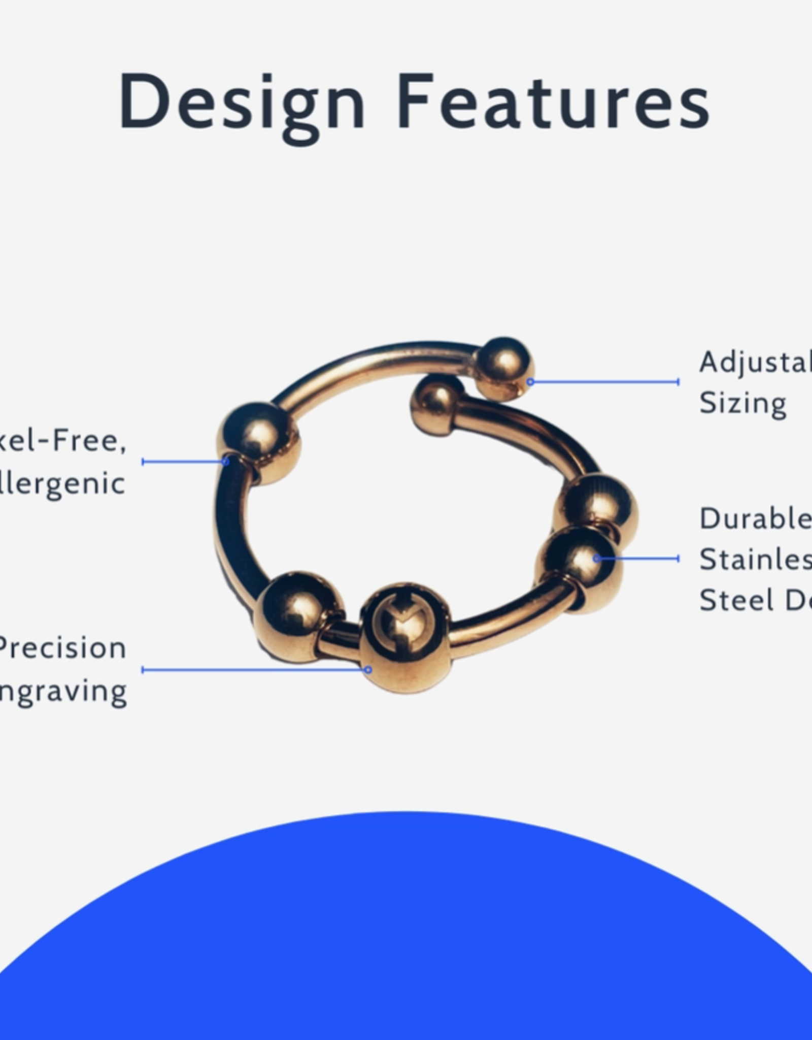 Moksha Adjustable Stainless Steel Fidget Ring | Anxiety Ring |