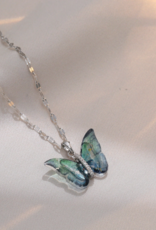 Colorful Butterfly Pendant Necklace in Stainless Steel  -