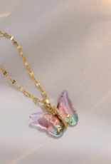 Colorful Butterfly Pendant Necklace in Stainless Steel  -