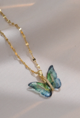 Colorful Butterfly Pendant Necklace in Stainless Steel  -