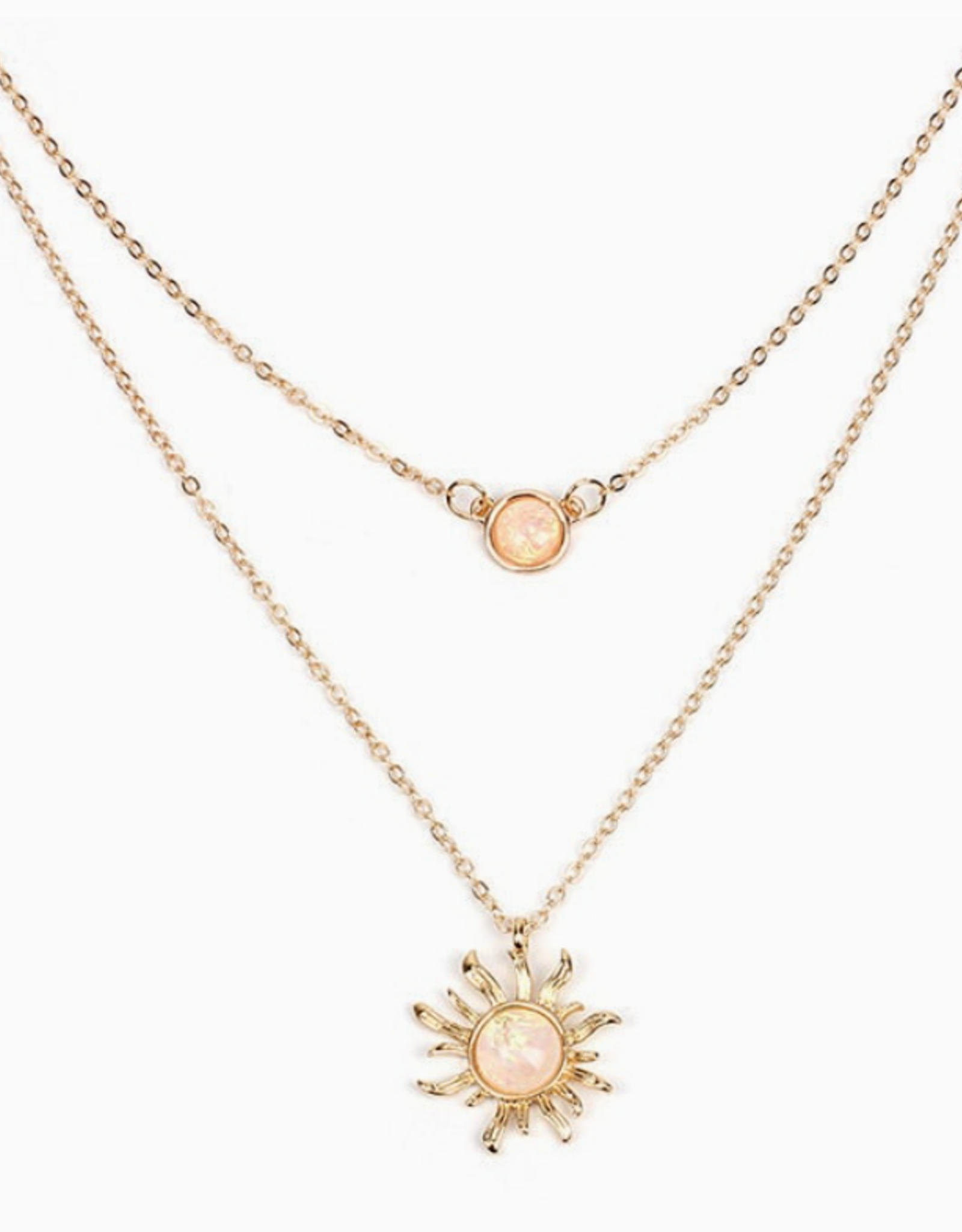 *Gold Opal Sun Moon Layered Necklace Set in Solid Copper | Gold