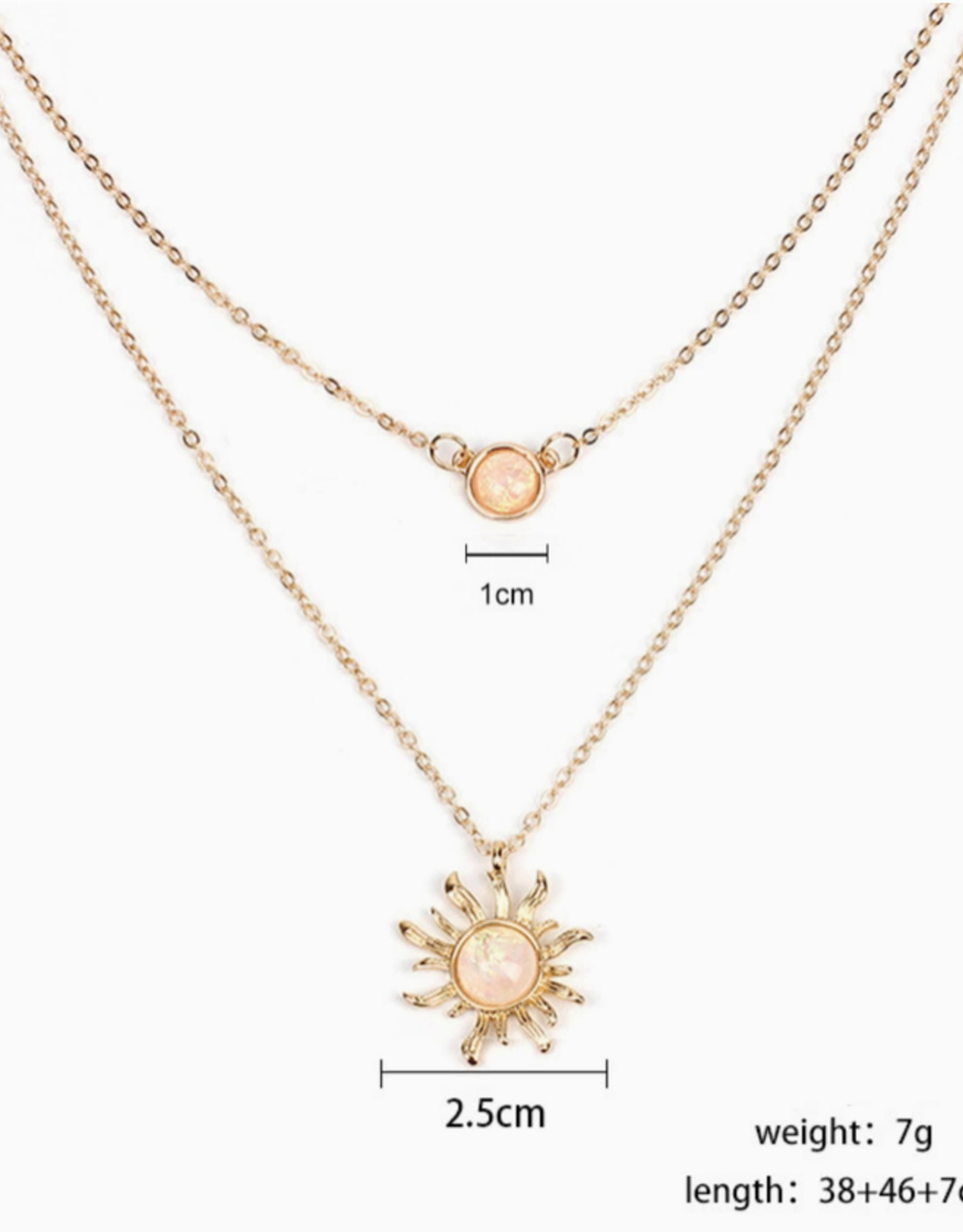 *Gold Opal Sun Moon Layered Necklace Set in Solid Copper | Gold