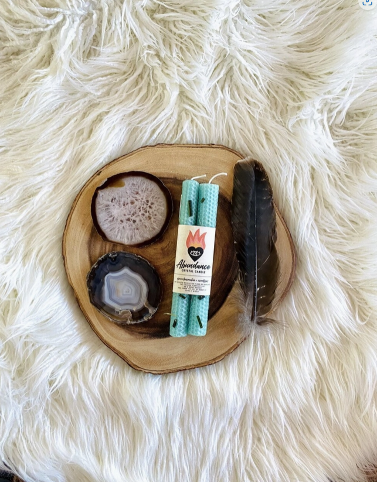 Abundance Honeycomb Beeswax Crystal Ritual Candle