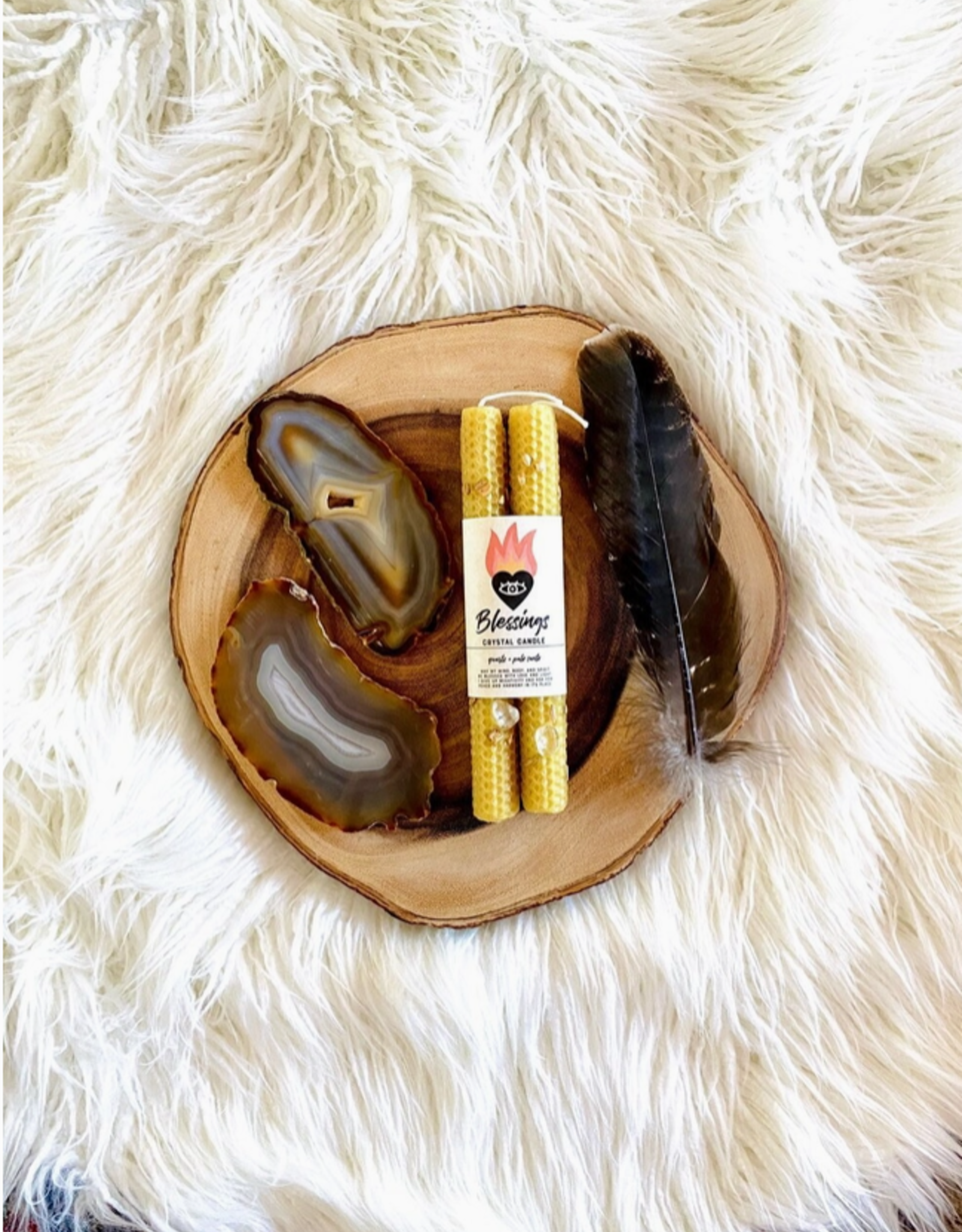 *Blessings Honeycomb Beeswax Crystal Ritual Candle