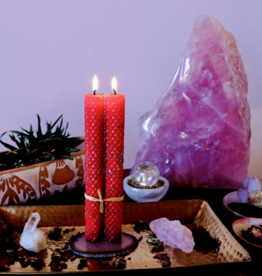 Twin Flame Honeycomb Beeswax Crystal Ritual Candle