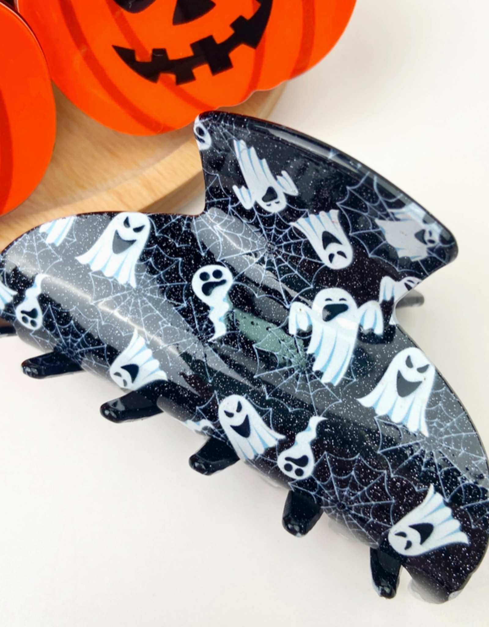 *3.4 Inch Halloween Pumpkin Hair Clip - Ghost