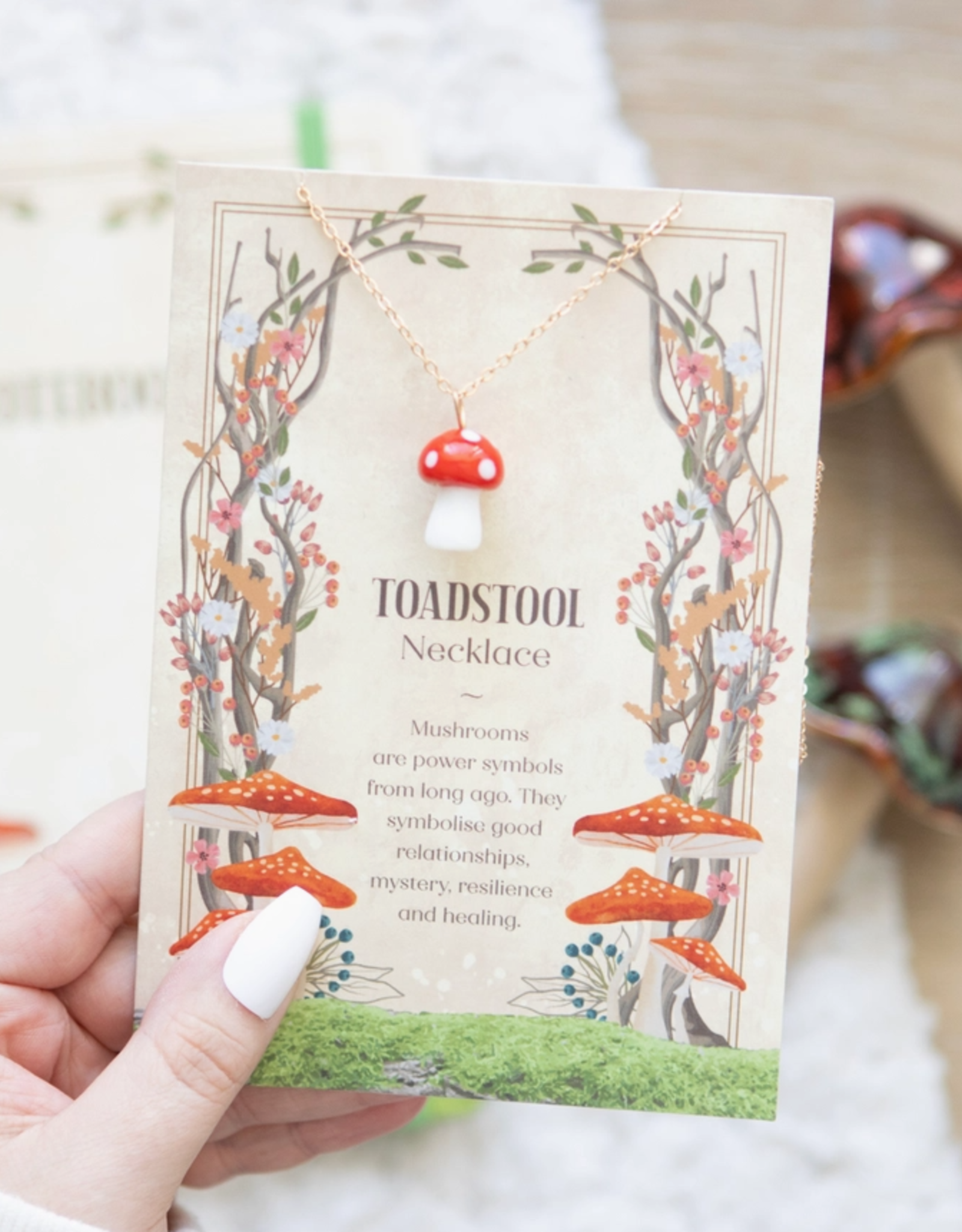 *Toadstool Charm Necklace Greeting Card