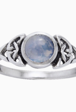 Genuine Rainbow Moonstone Celtic Knot Ring with Round Gemstone Sterling Silver |