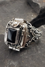 Gothic Black Onyx and Sterling Silver Poison Box Locket Ring |