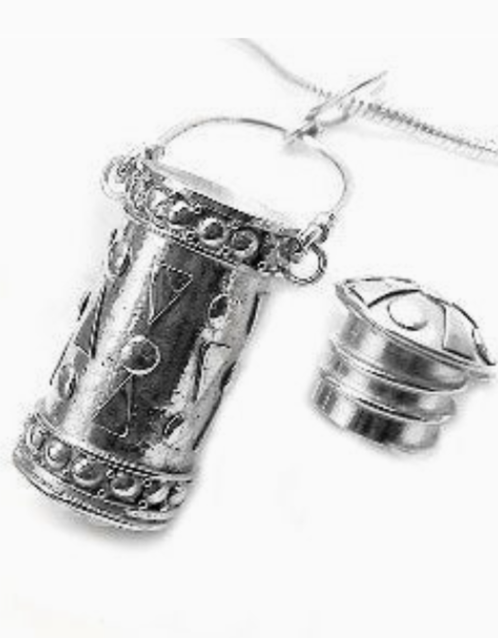 *Hanging Lantern Sterling Silver Tall Cylinder Poison Box Jar