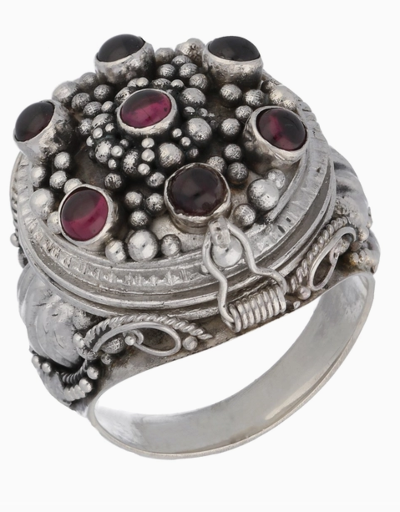 Large Sterling Silver Mystic Garnet Poison Ring Locket Box |