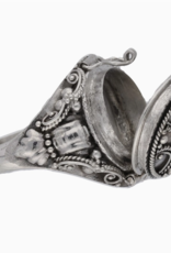 Medieval Ringed Cross Poison Locket Sterling Silver and Garnet Ring |