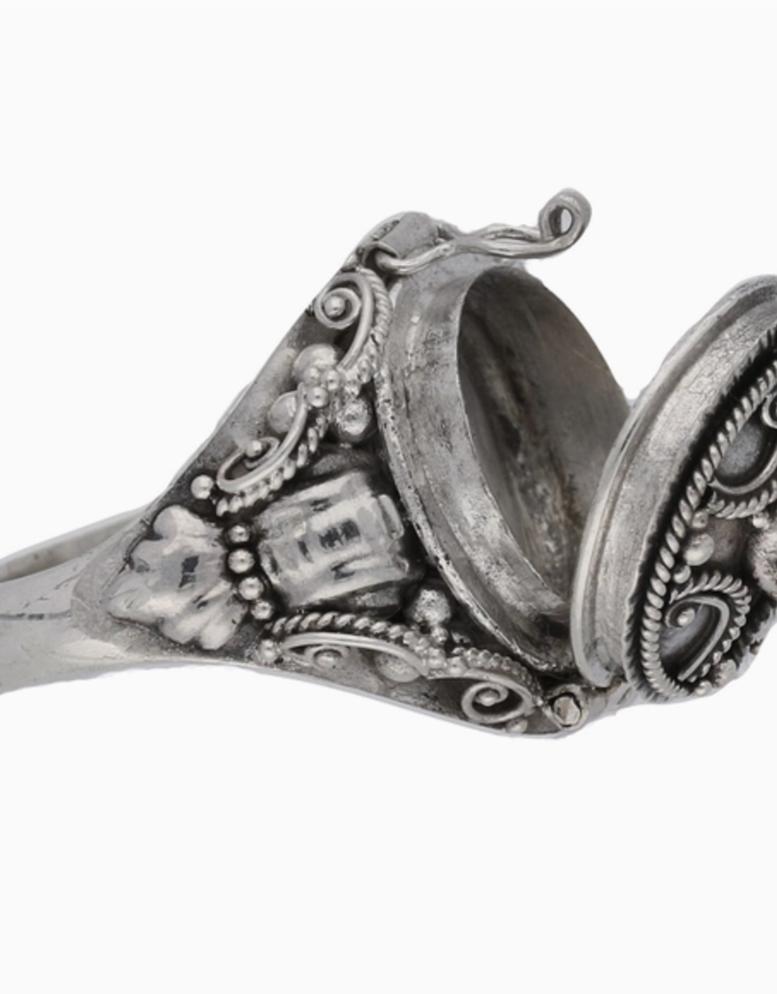Medieval Ringed Cross Poison Locket Sterling Silver and Garnet Ring |