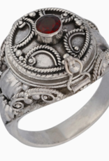 Medieval Ringed Cross Poison Locket Sterling Silver and Garnet Ring |
