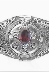 Medieval Sterling Silver Genuine Garnet Locket Box Poison Cuff Bracelet