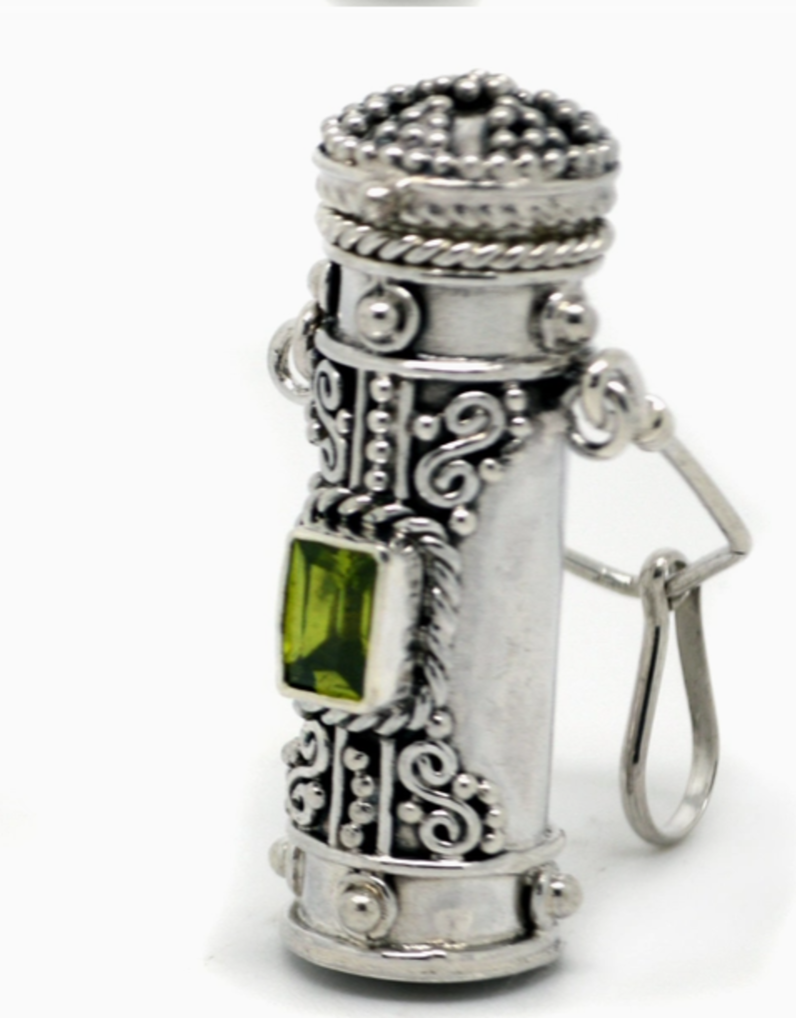 Poison Bottle - Tall Sterling Silver Pillbox Urn Pendant |