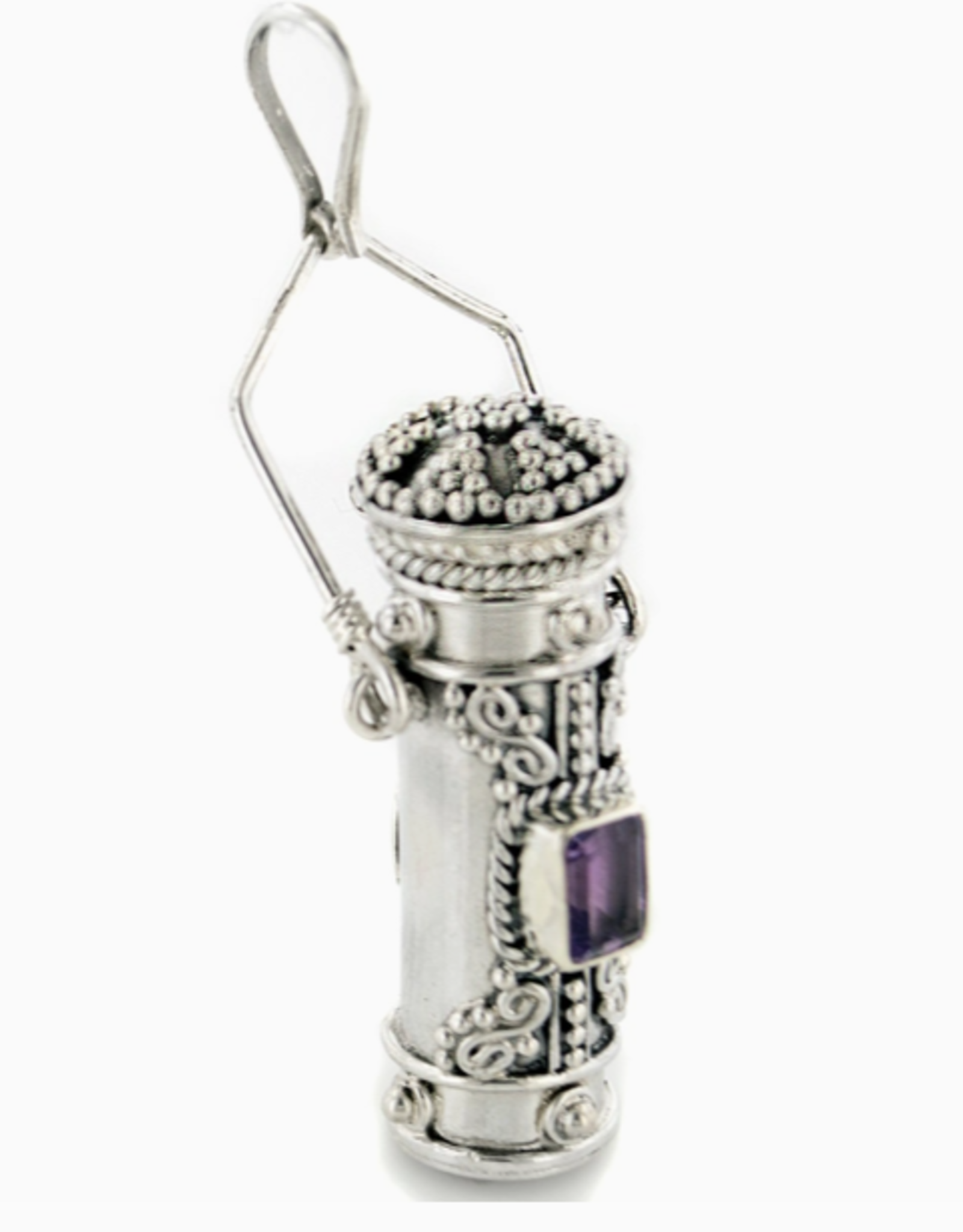Poison Bottle - Tall Sterling Silver Pillbox Urn Pendant |