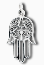 Sterling Silver Islamic Hamsa Hand of Fatima Charm Pendant