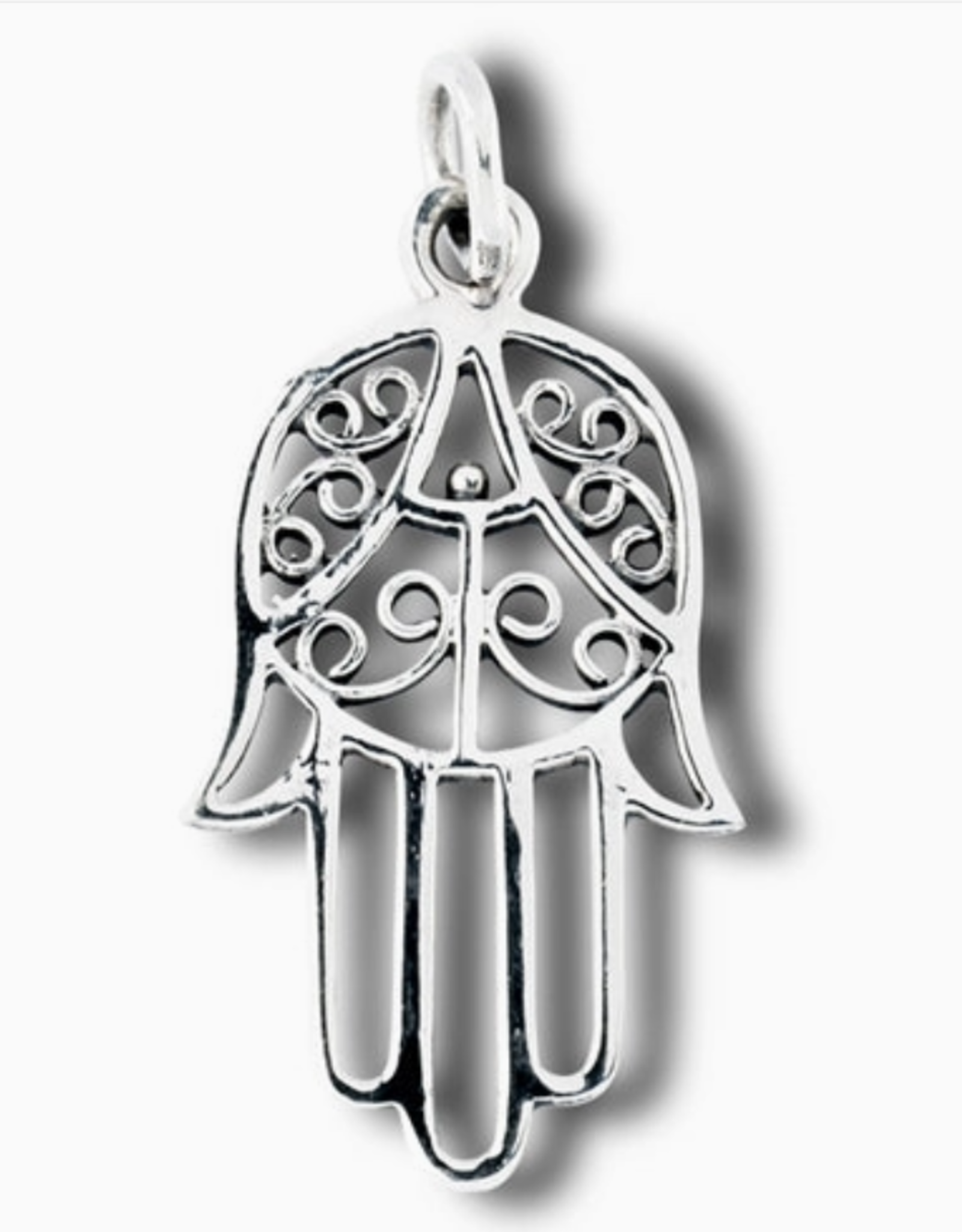 Sterling Silver Islamic Hamsa Hand of Fatima Charm Pendant