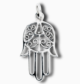 Sterling Silver Islamic Hamsa Hand of Fatima Charm Pendant