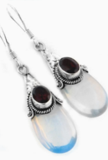 Sterling Silver Loose Opalescent Glass Garnet Earrings
