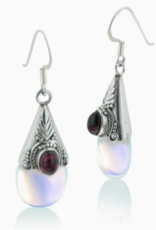 Sterling Silver Loose Opalescent Glass Garnet Earrings