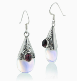 Sterling Silver Loose Opalescent Glass Garnet Earrings