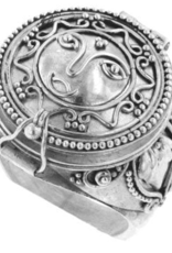 Sterling Silver Sun Face Poison Box Prayer Ring |