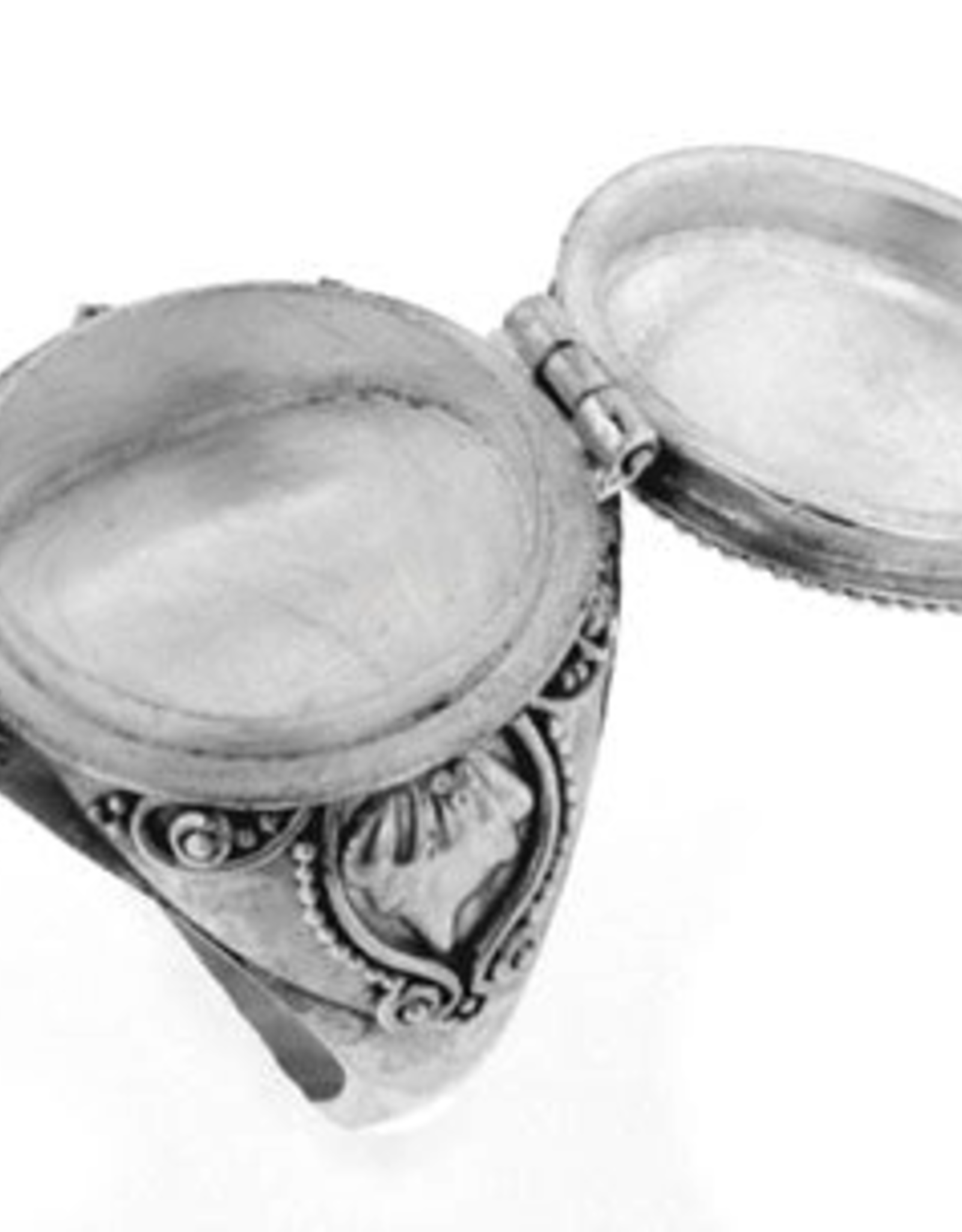 Sterling Silver Sun Face Poison Box Prayer Ring |